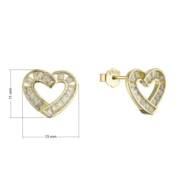 Pozlacené náušnice srdíčka se zirkony 11749.1