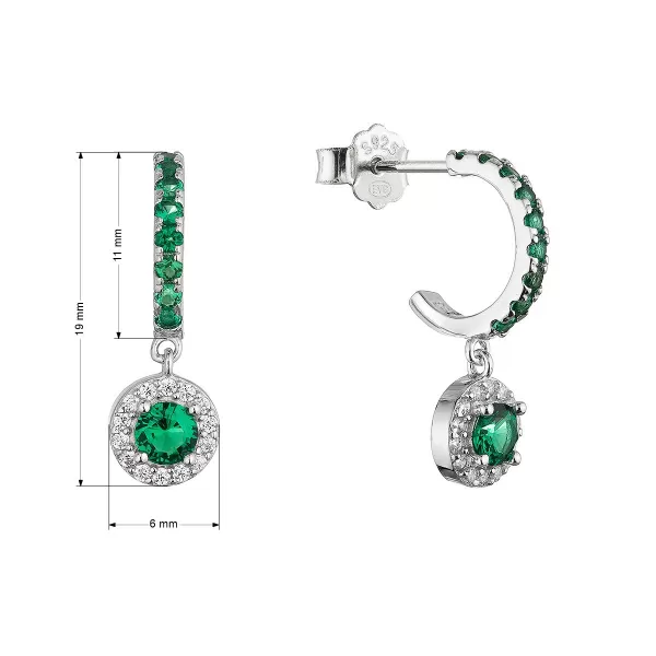 Stříbrné náušnice se zelenými zirkony 11794.3 emerald