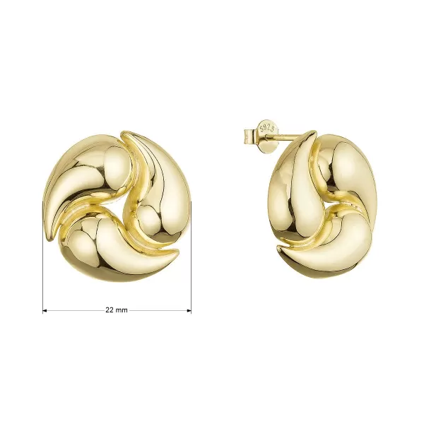 Pozlacené stříbrné náušnice velké kulaté 61126