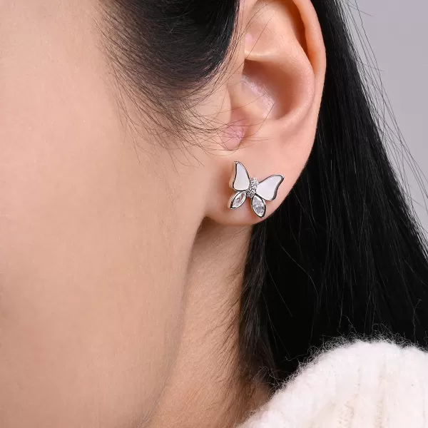 Stříbrné náušnice motýlci s perletí 11804.1