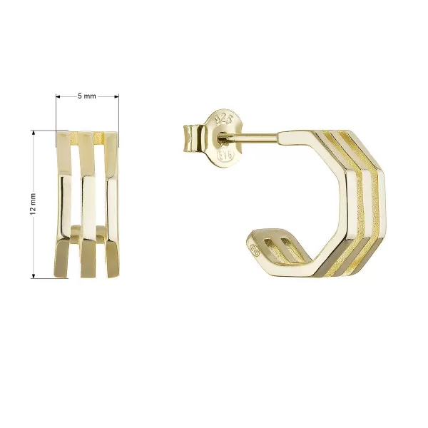 Pozlacené náušnice hranaté půlkruhy 61152