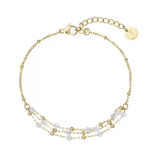 Náramek ocelový s bílým jadeitem 43065.1