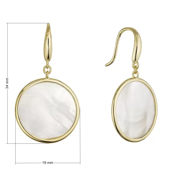 Pozlacené stříbrné náušnice kolečka s perletí 11795.1