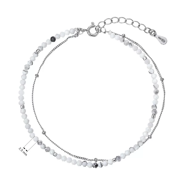 Stříbrný dvojitý náramek s bílými howlity 13114.1