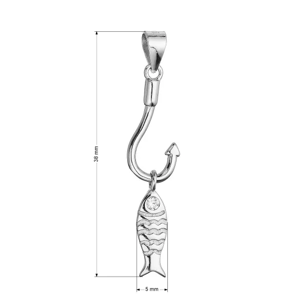 Stříbrný přívěsek ryba na háčku 14054.1 crystal