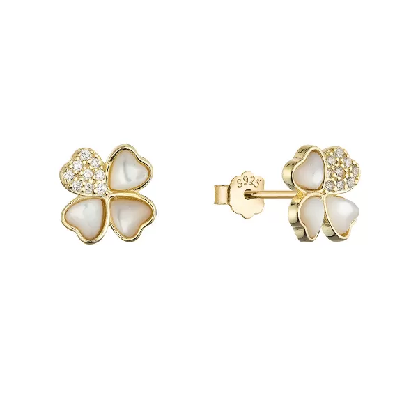 Pozlacené náušnice perleťové čtyřlístky 11800.1