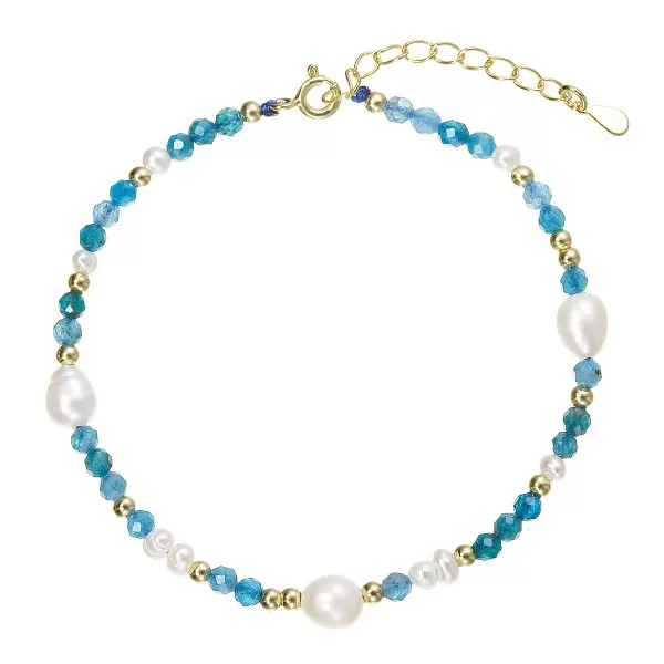 Pozlacený náramek s perlami a apatity 13113.3