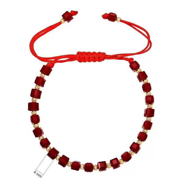 Stříbrný pozlacený náramek s červenými skleněnými korálky 13075.3 AU