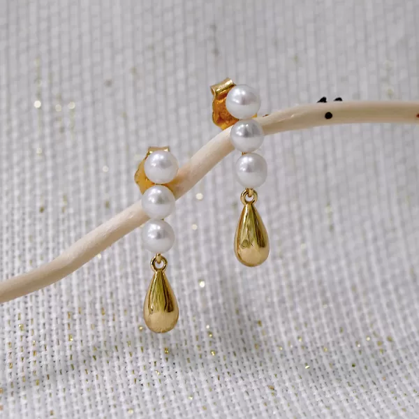 Pozlacené náušnice s říčními perlami 21123.1
