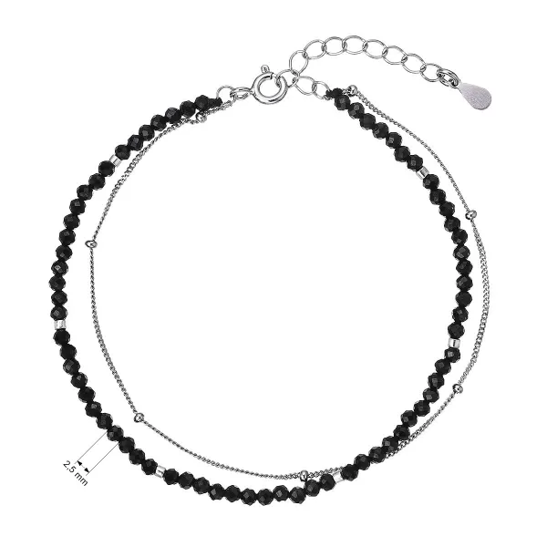 Stříbrný dvojitý náramek s černými spinely 13114.3