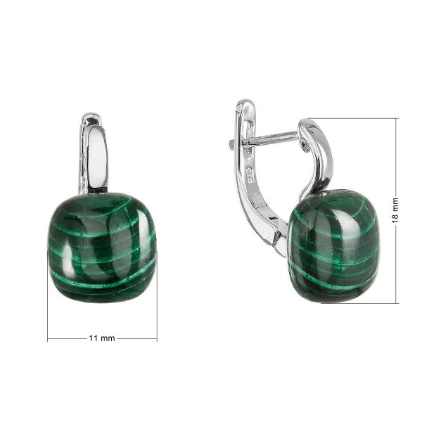 Stříbrné náušnice s pravým malachitem 11732.3