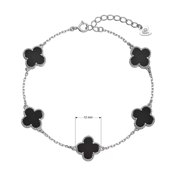 Stříbrný náramek čtyřlístky pinolit 13089.3