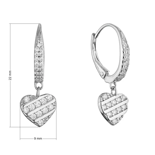 Stříbrné náušnice se zavěšeným srdíčkem 11720.1