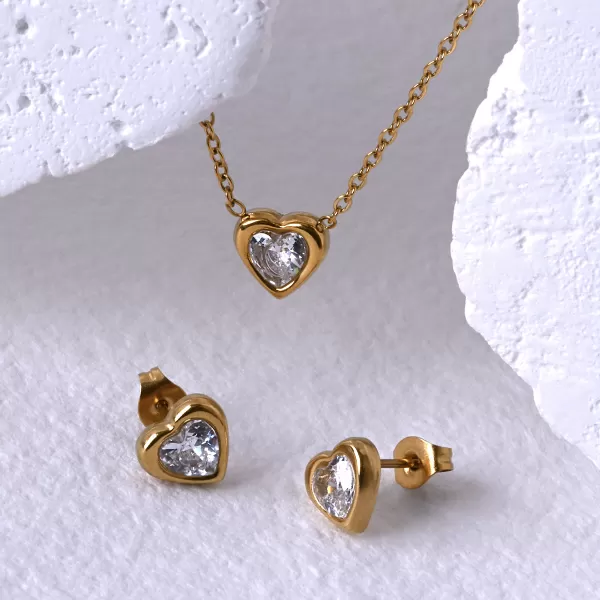 Náhrdelník srdce s krystalem 42048.1 gold