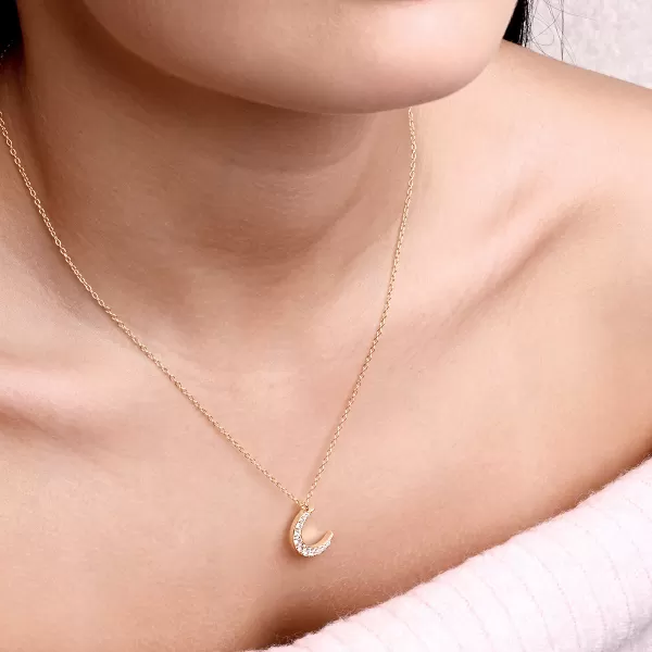 Pozlacený náhrdelník půlměsíc se zirkony 12176.1