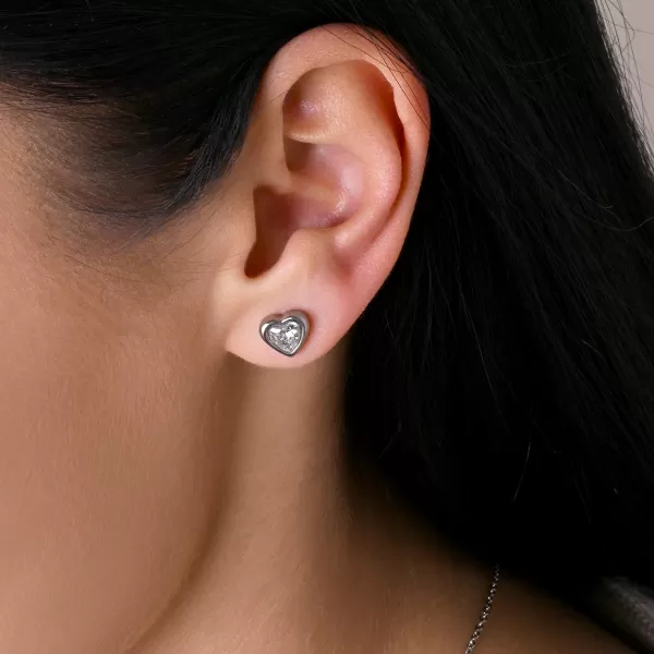 Náušnice srdíčka s krystalem 41029.1