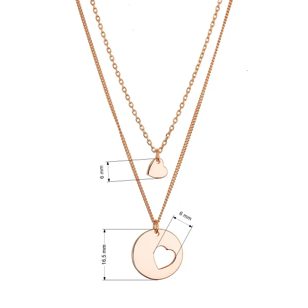 Sada náhrdelníků růžově zlacených se srdíčky Máma & dcera OB37 gold rose