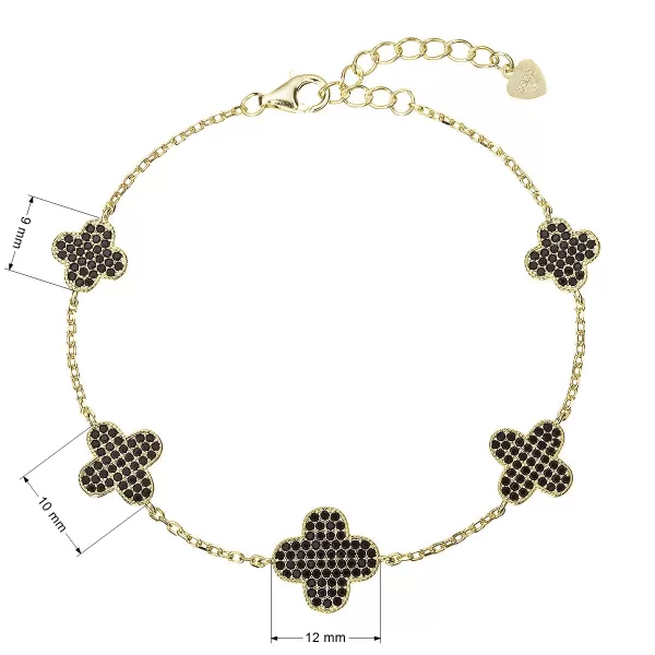 Pozlacený náramek se čtyřlístky 13108.3 černý