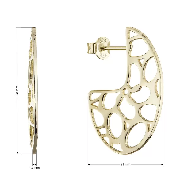 Pozlacené náušnice s moderním vzorem 61171
