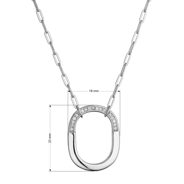 Stříbrný náhrdelník ovál se zirkony 12128.1 crystal