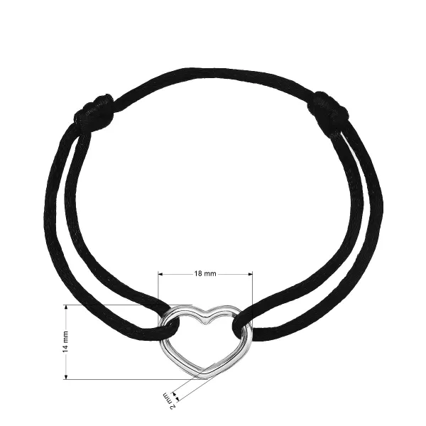 Kabbalah náramek se stříbrným srdcem 13093.3 black