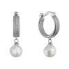 Stříbrné náušnice kruhy se zavěšenou říční perlou 21127.1