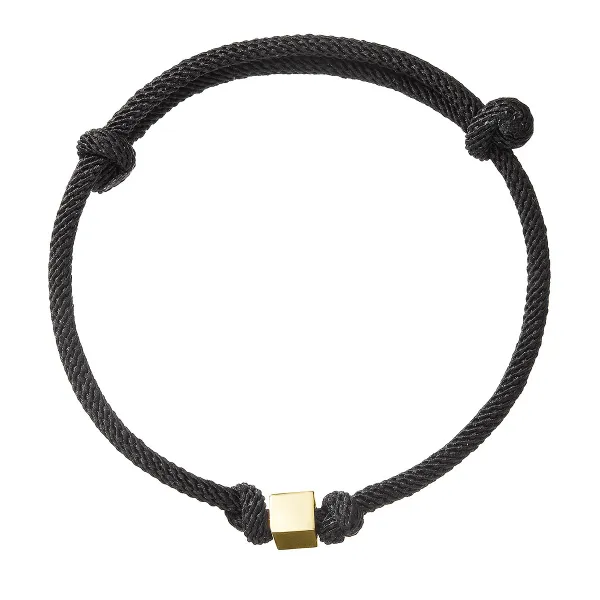 Kabbalah náramek se zlatou kostičkou černý 93T00100 black