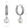 Stříbrné náušnice kruhy se zavěšenou říční perlou 21127.1