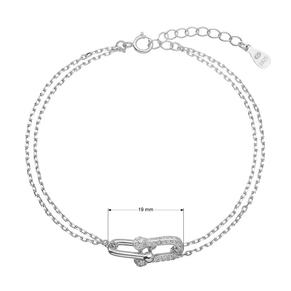 Stříbrný náramek s elegantním uzlem a zirkony 13085.1