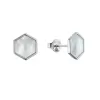 Stříbrné náušnice hexagon s bílou perletí 11689.1