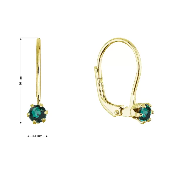 Pozlacené visací náušnice s Preciosa krystalem 31322.3 emerald