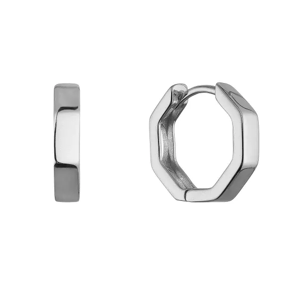 Stříbrné náušnice hranaté kruhy 61102