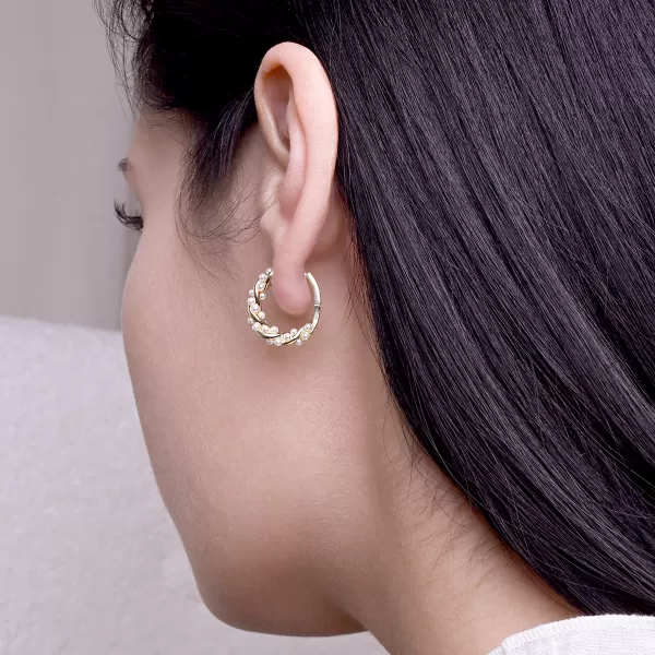 Pozlacené kruhy s perličkami 11810.1