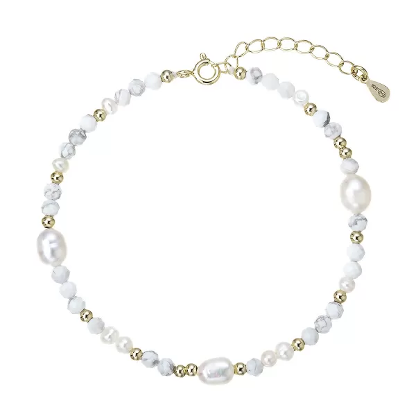 Pozlacený náramek s perlami a howlity 13113.1