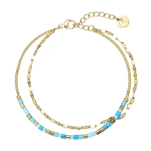 Náramek ocelový s modrým tyrkysem 43101.3