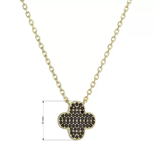 Pozlacený náhrdelník čtyřlístek 12182.3 černý