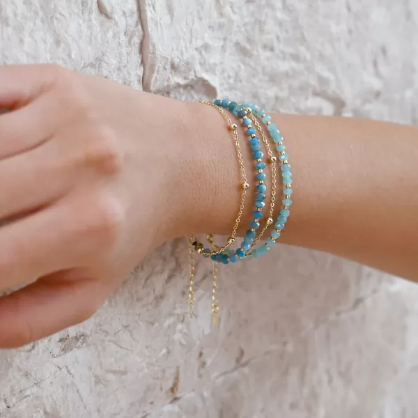 Pozlacený dvojitý náramek s amazonity 13115.3