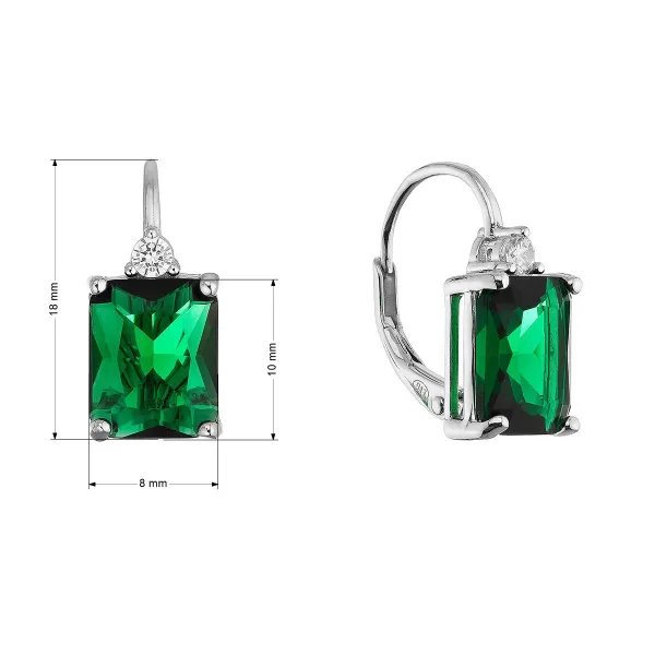 Stříbrné visací náušnice 11780.3 zelené