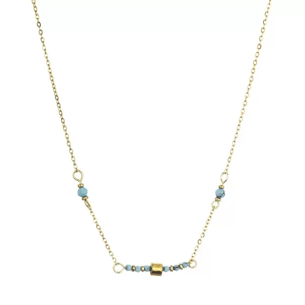 Náhrdelník ocelový s modrým tyrkysem 42035.3