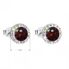 Stříbrné náušnice s opálem a Preciosa krystaly 31217.1 ruby
