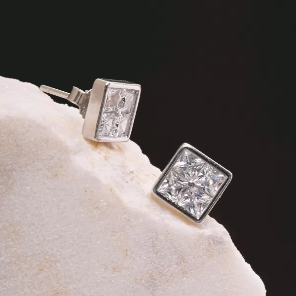 Stříbrné náušnice čtverečky se zirkony 11748.1