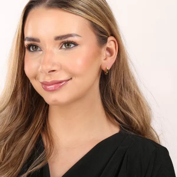 Pozlacené stříbrné náušnice hranaté kruhy 61102