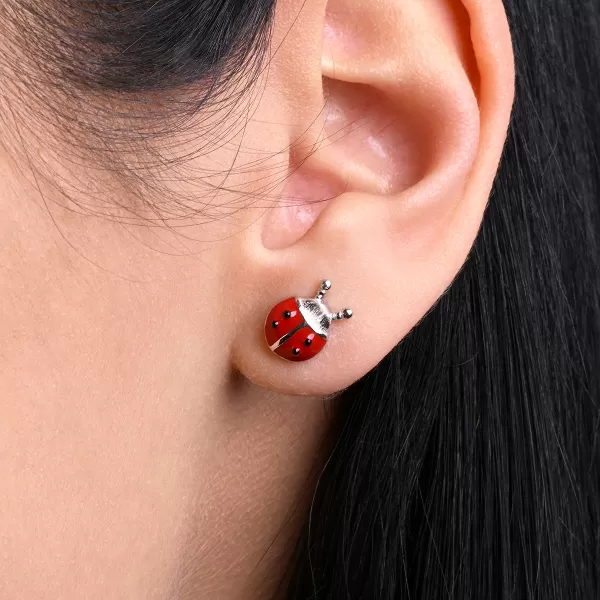 Stříbrné náušnice berušky 61141