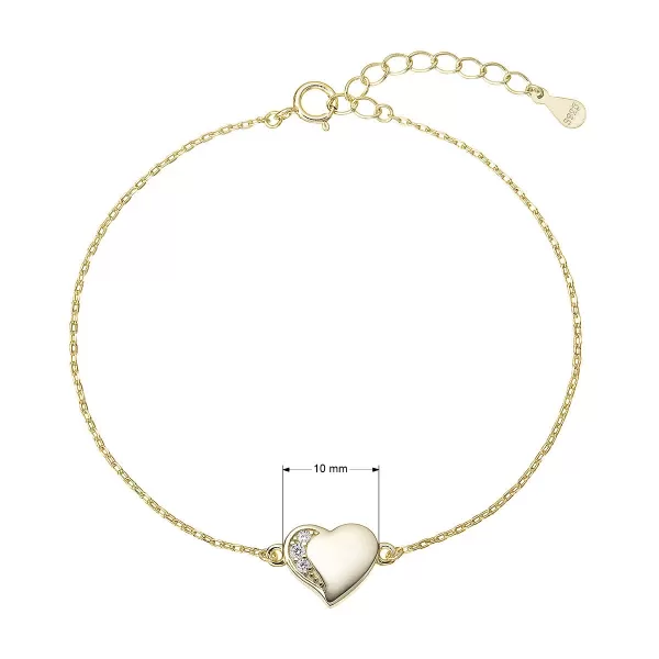 Pozlacený náramek se zirkony srdce 13105.1