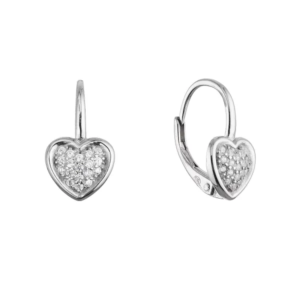 Stříbrné visací náušnice srdíčka 11647.1