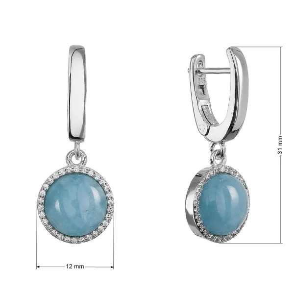 Stříbrné visací náušnice s pravým akvamarínem 11734.3
