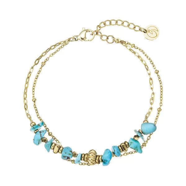 Náramek ocelový s modrým tyrkysem 43104.3