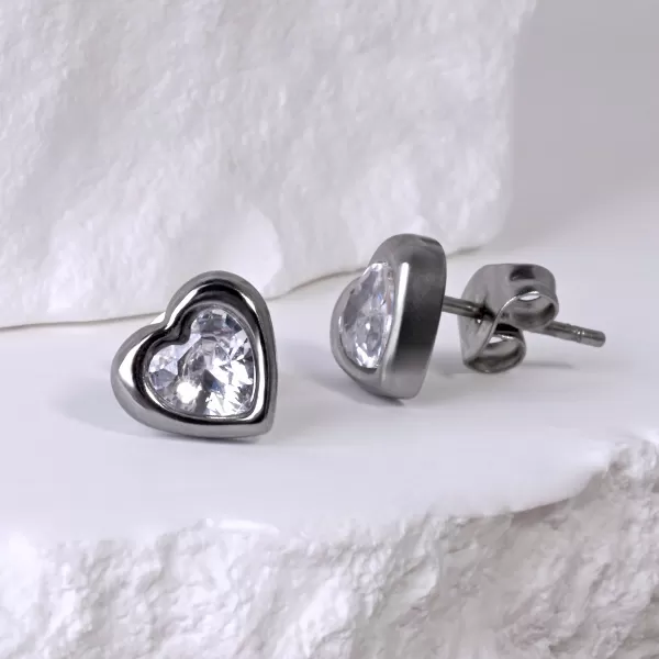 Náušnice srdíčka s krystalem 41029.1
