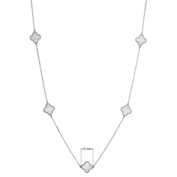 Stříbrný náhrdelník čtyřlístky s perletí 12150.1