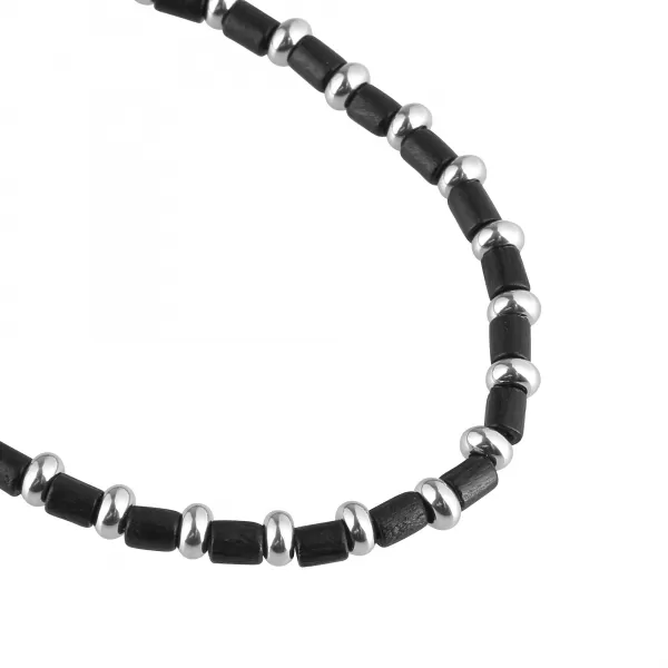 Náramek pánský kombinace dřeva a oceli 43054.3 černý